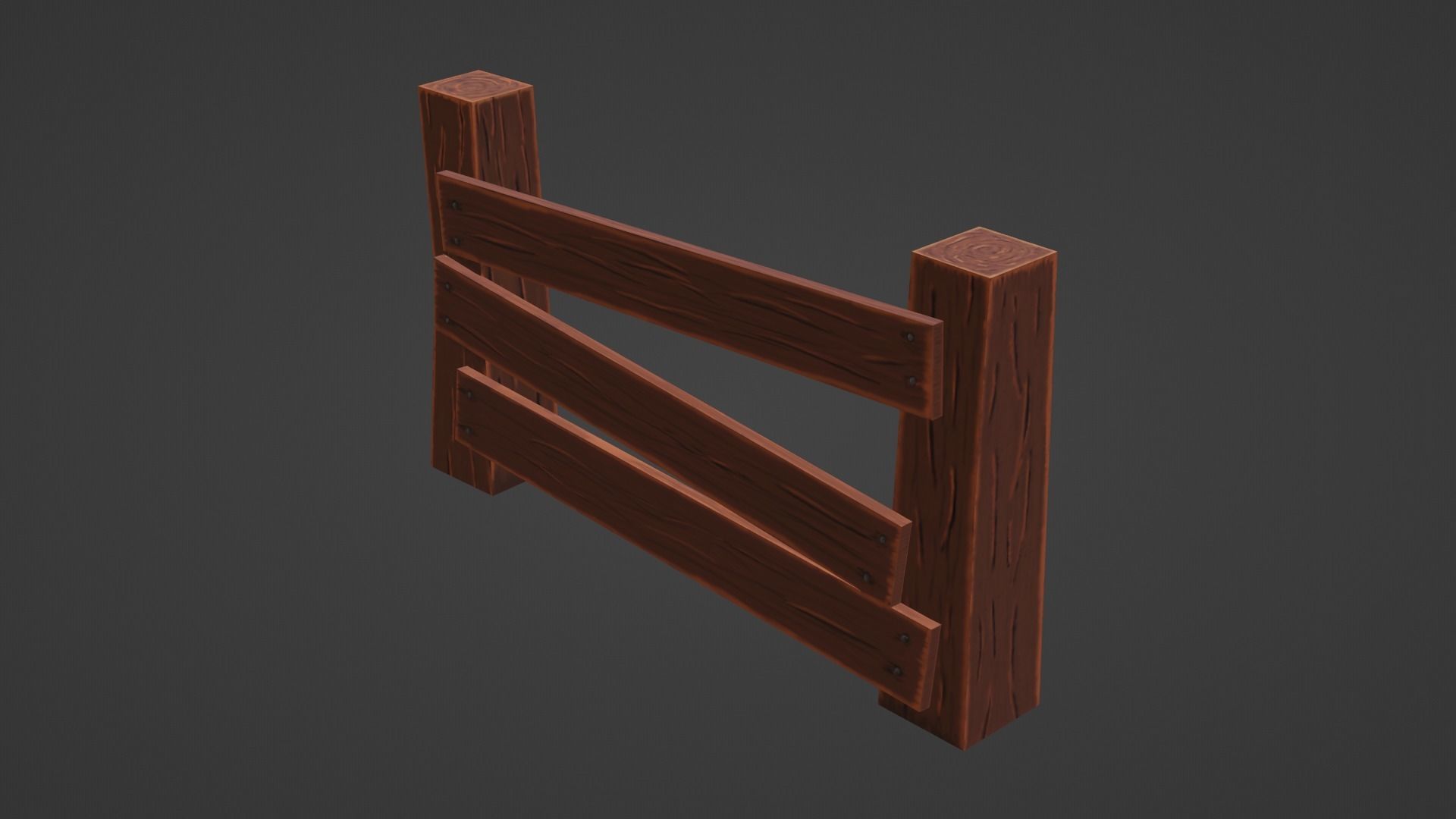 Wooden Fence Low-poly 3D model_1