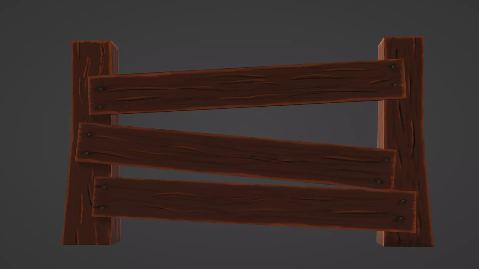 Wooden Fence Low-poly 3D model_0