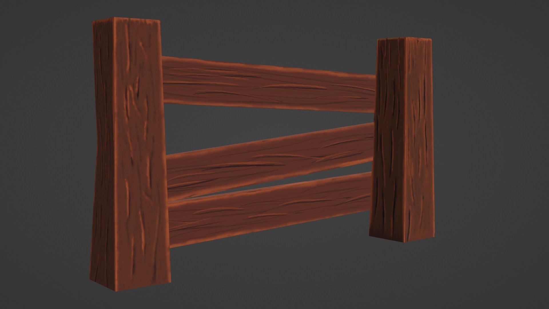 Wooden Fence Low-poly 3D model_4