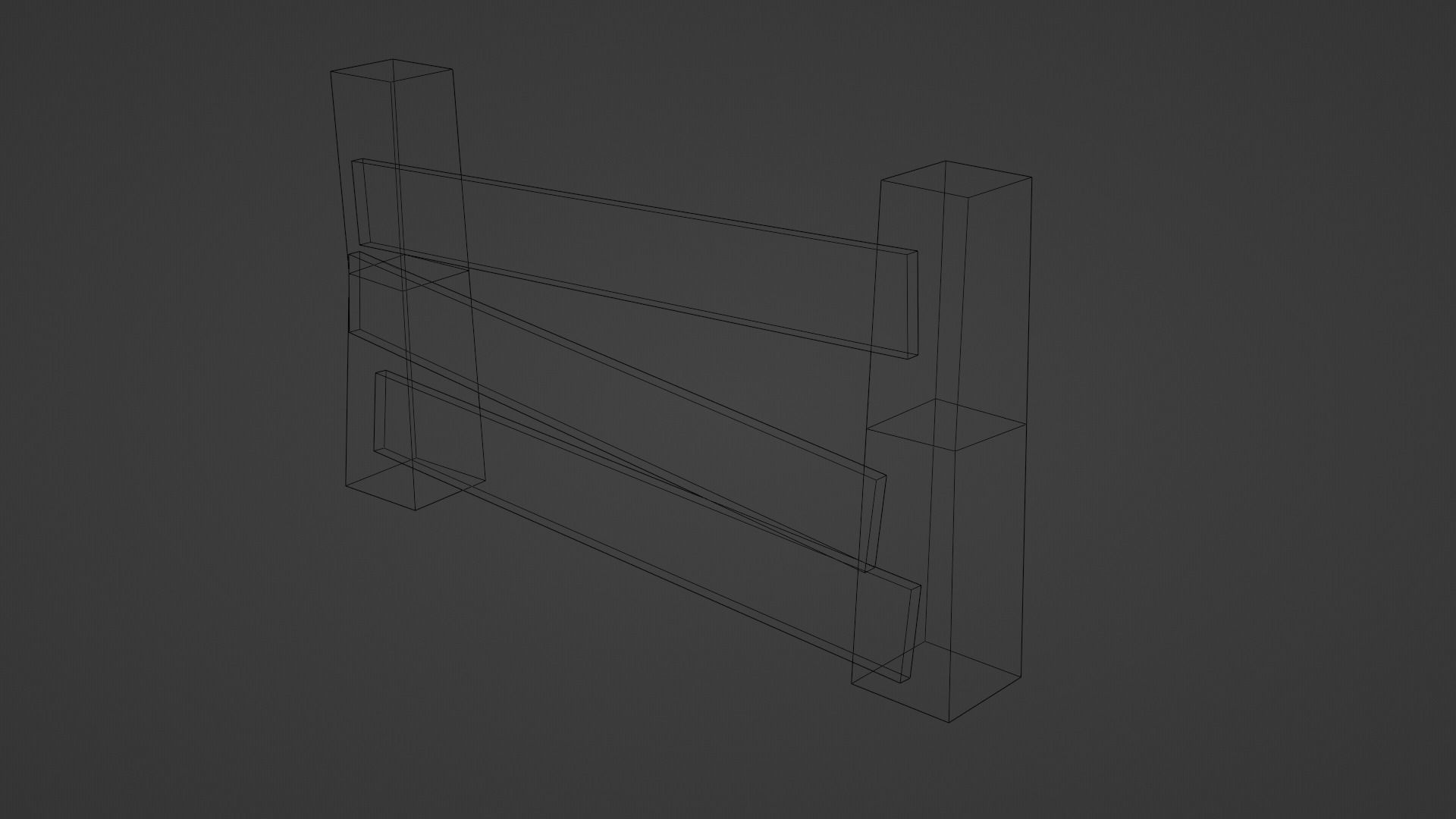 Wooden Fence Low-poly 3D model_6