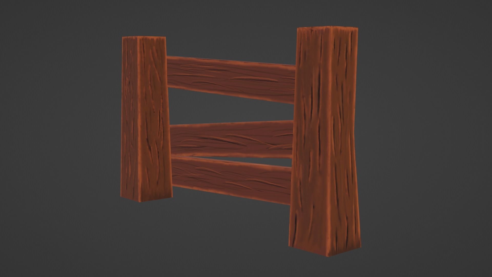 Wooden Fence Low-poly 3D model_3