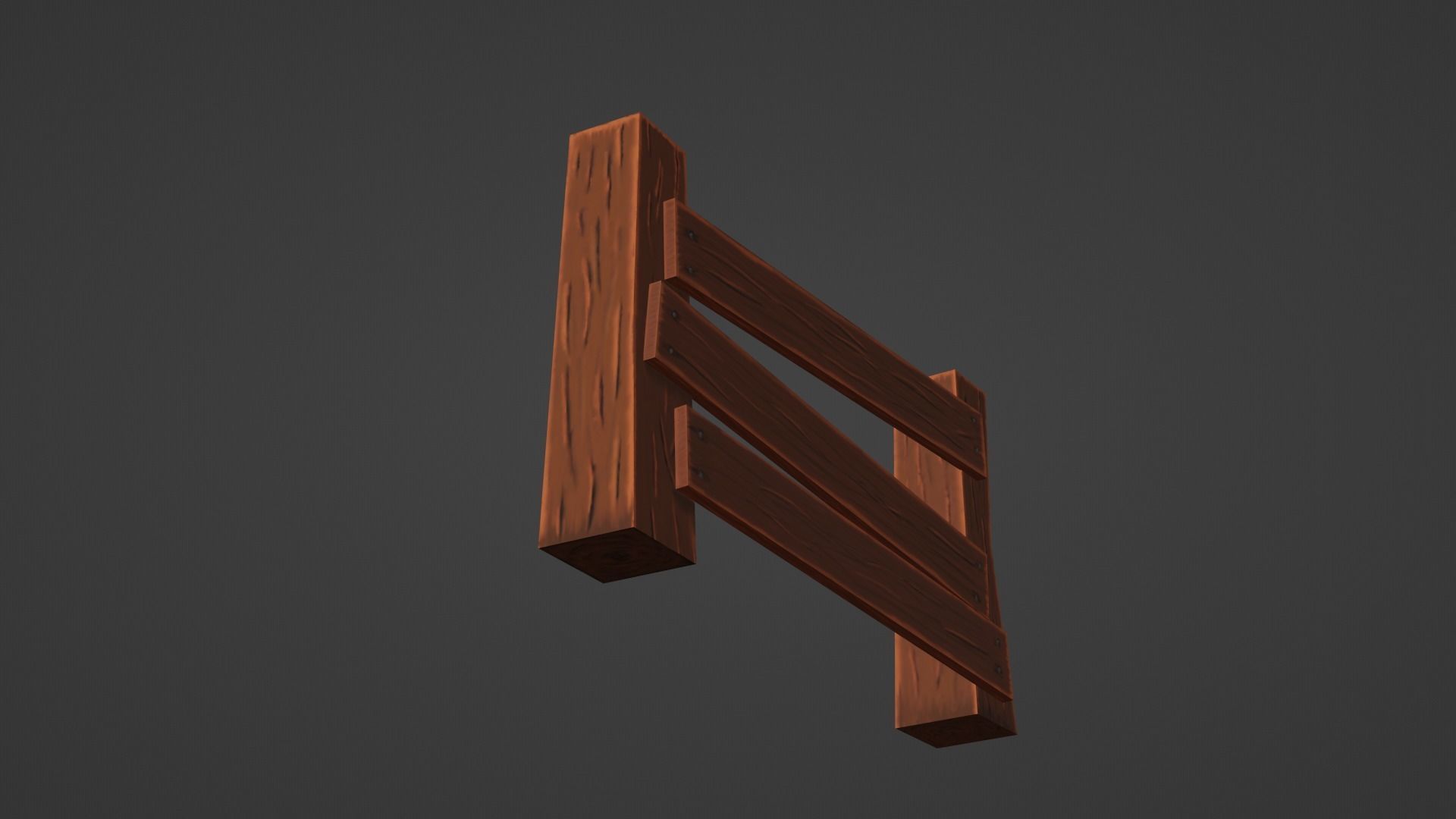 Wooden Fence Low-poly 3D model_2