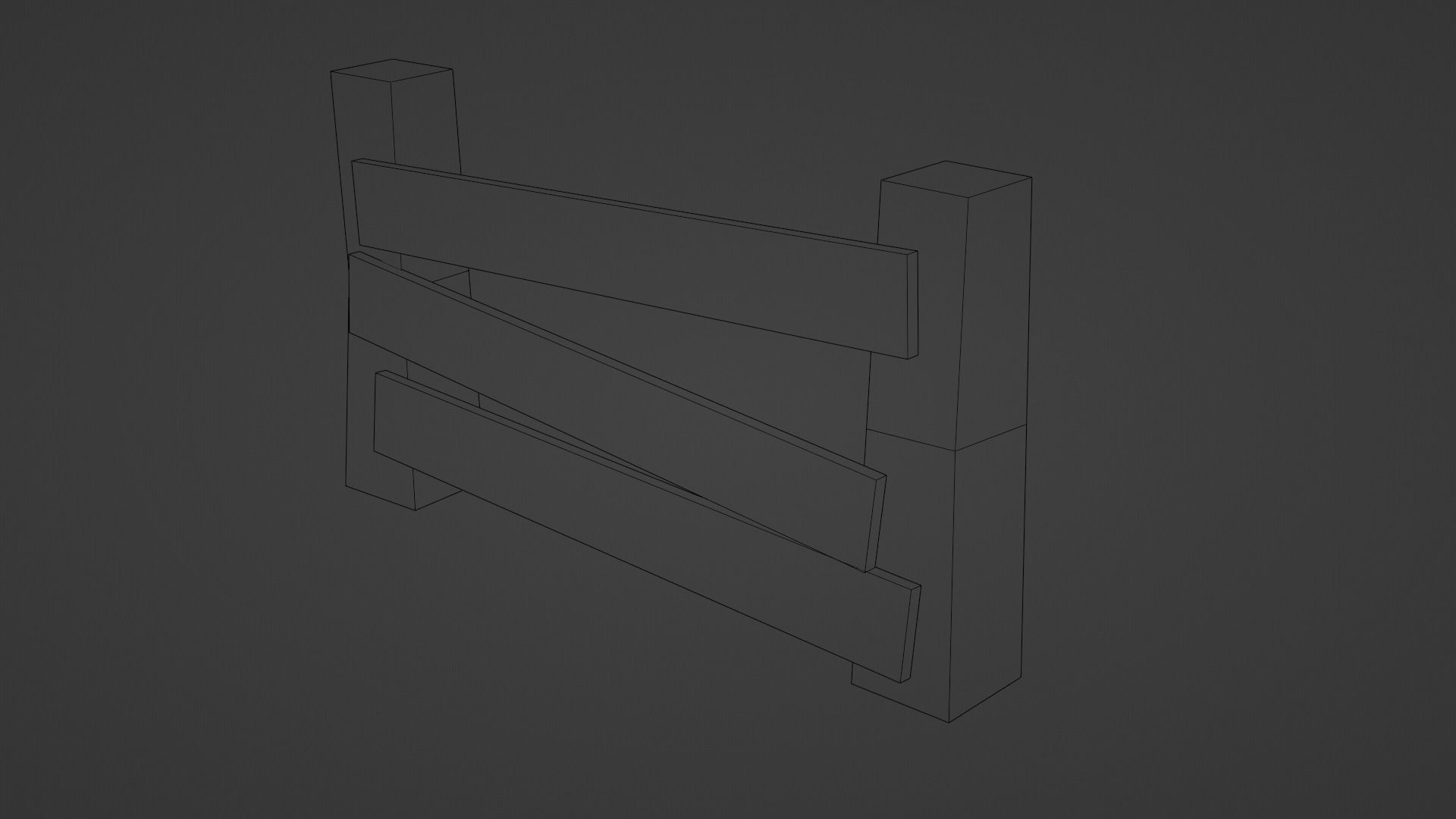 Wooden Fence Low-poly 3D model_7