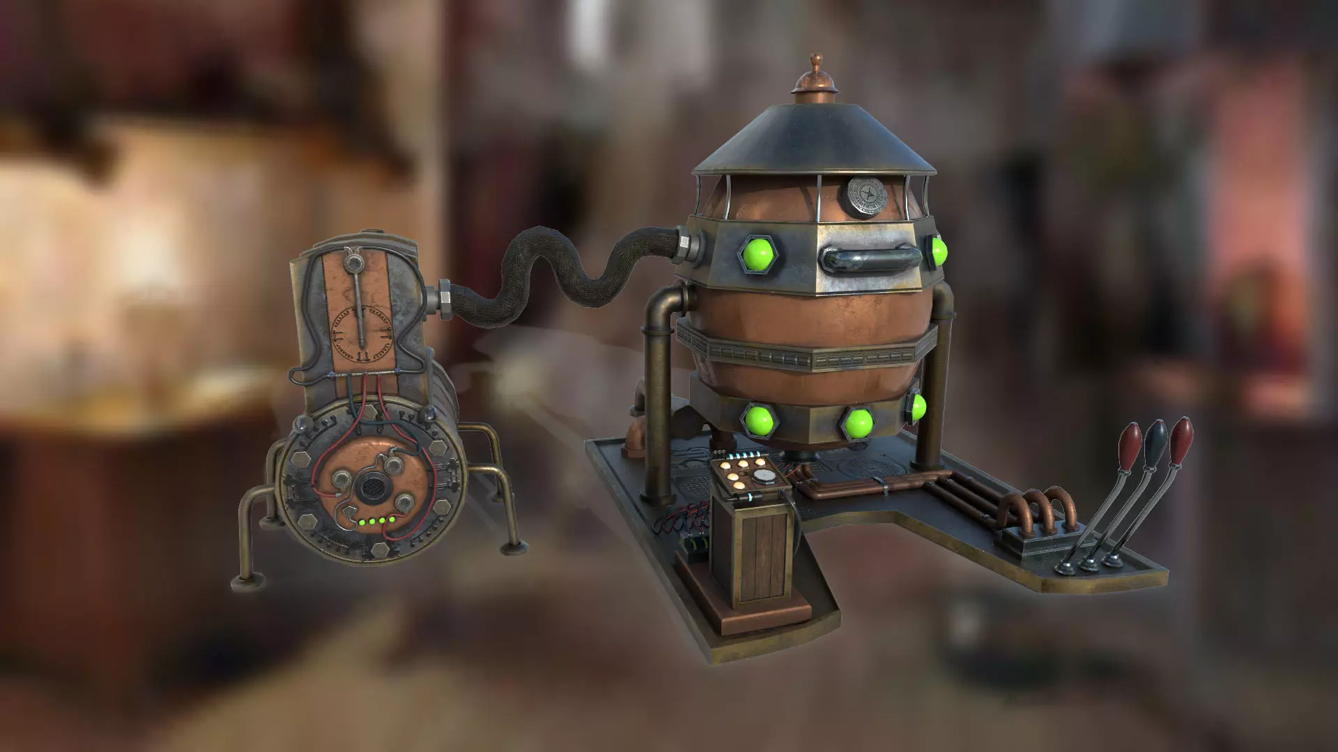Stylized engine PBR low-poly 3D model Low-poly 3D model