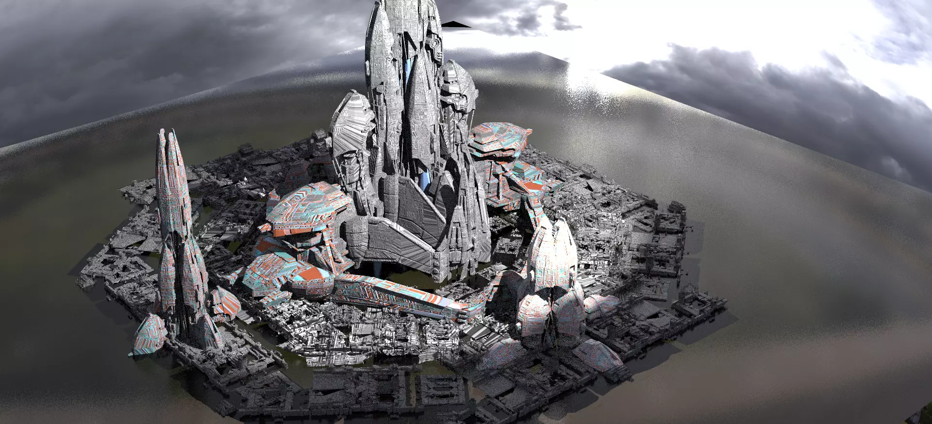 Sci fi extended moon base 3D model_0