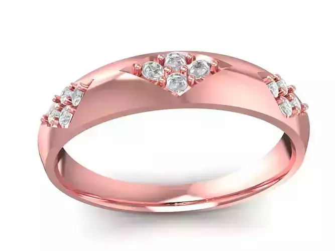 Elegant Minimal Diamond Women Ring 3D Model 3023