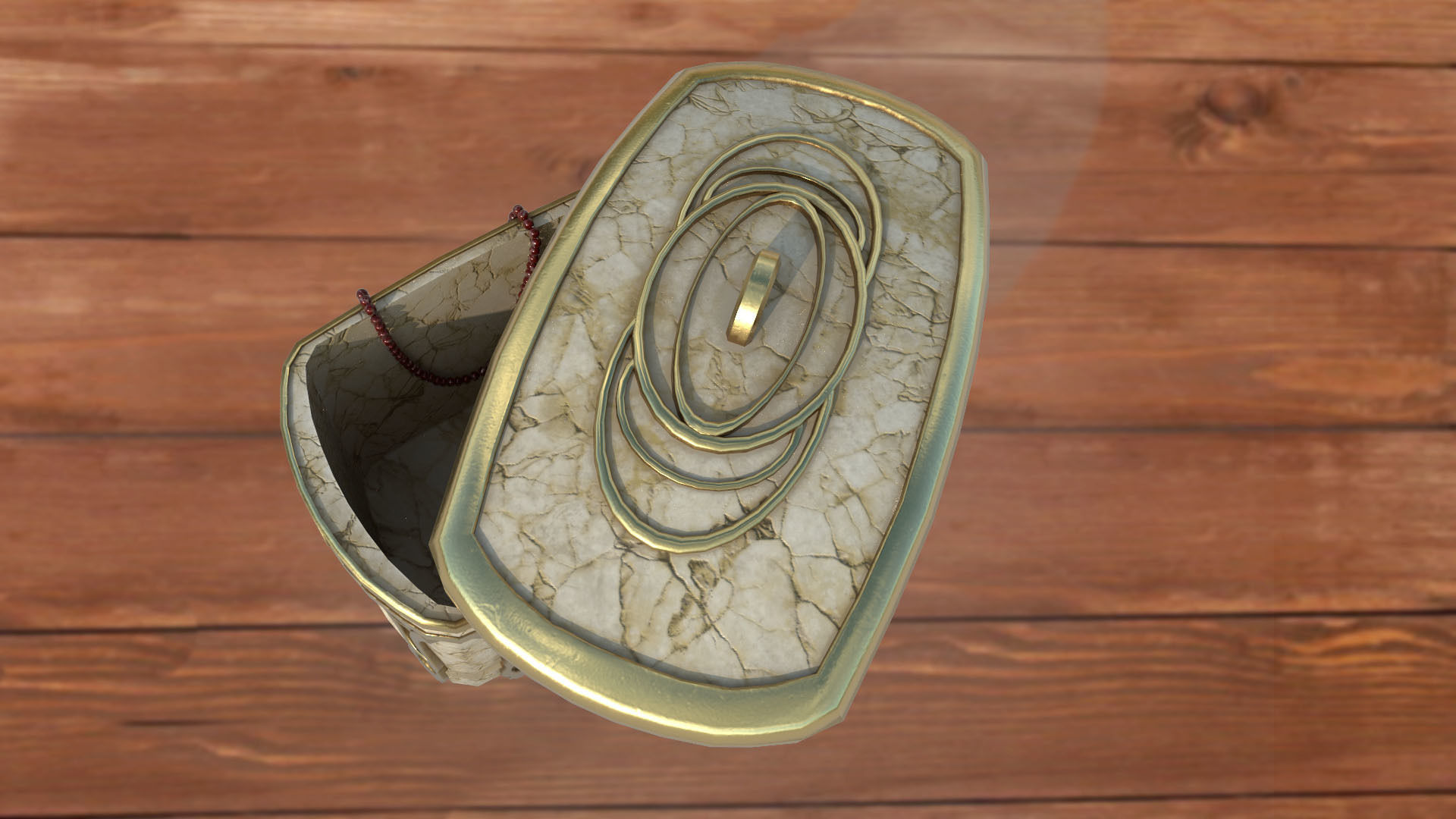 Vintage retro jewelry box PBR low-poly 3D model  Low-poly 3D model_2