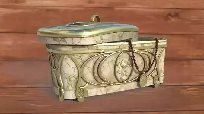 Vintage retro jewelry box PBR low-poly 3D model 