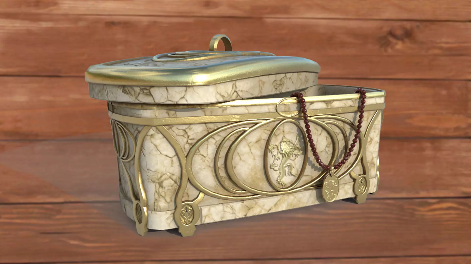 Vintage retro jewelry box PBR low-poly 3D model  Low-poly 3D model_0