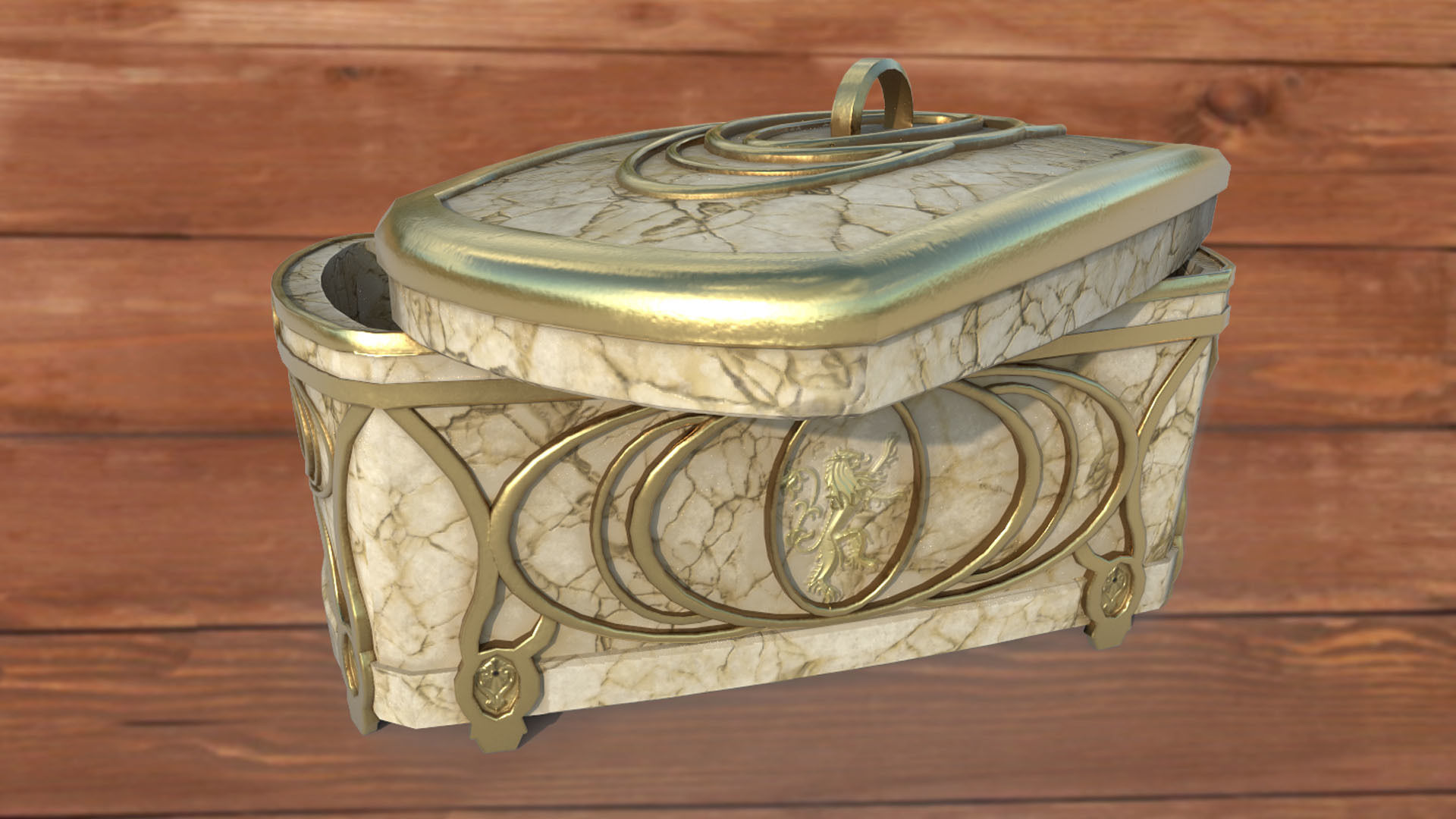 Vintage retro jewelry box PBR low-poly 3D model  Low-poly 3D model_3