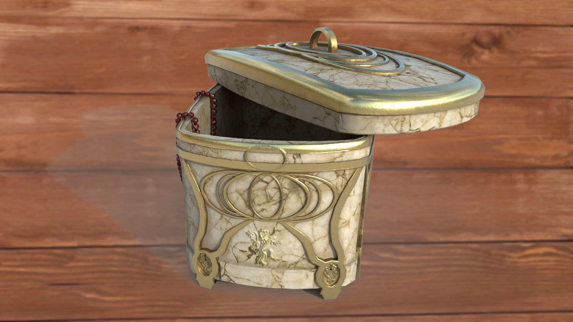 Vintage retro jewelry box PBR low-poly 3D model  Low-poly 3D model_4