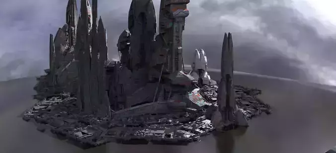 Alien Moon base Tower Ship designs 3D model