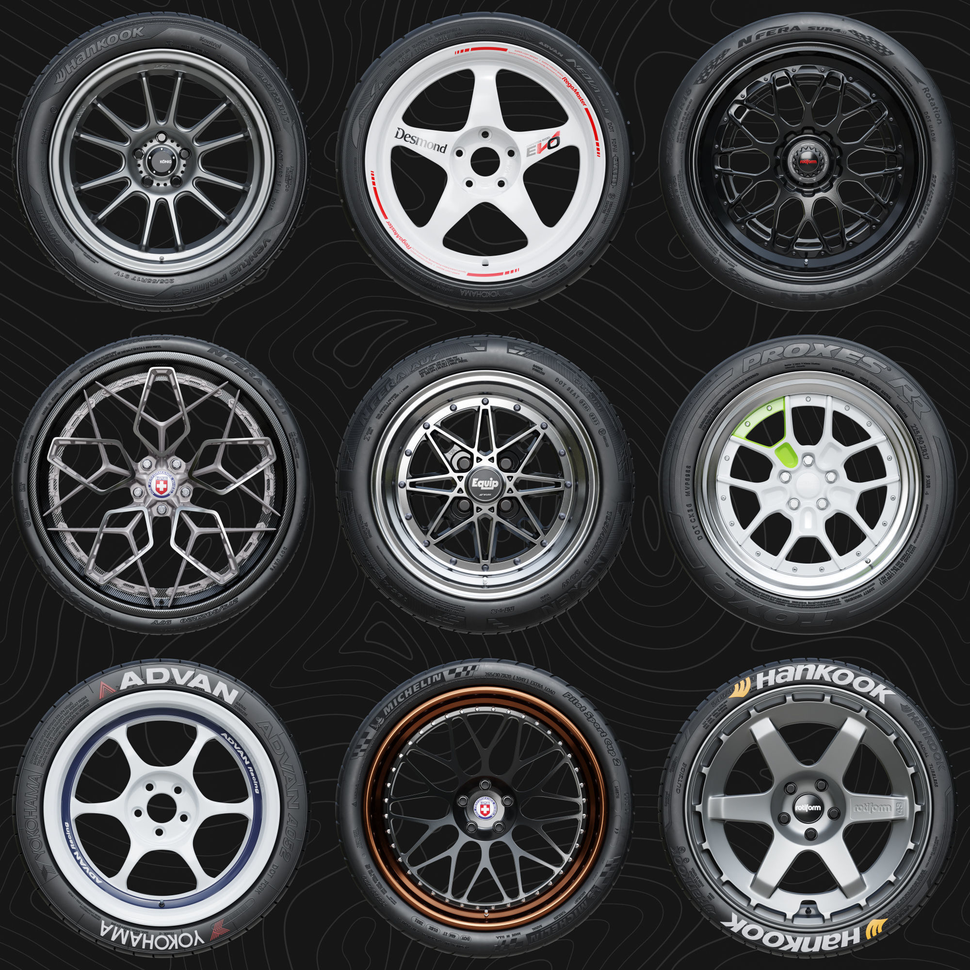 WHEEL SETS TIRES AND RIMS PACK 3D Model Collection CGTrader