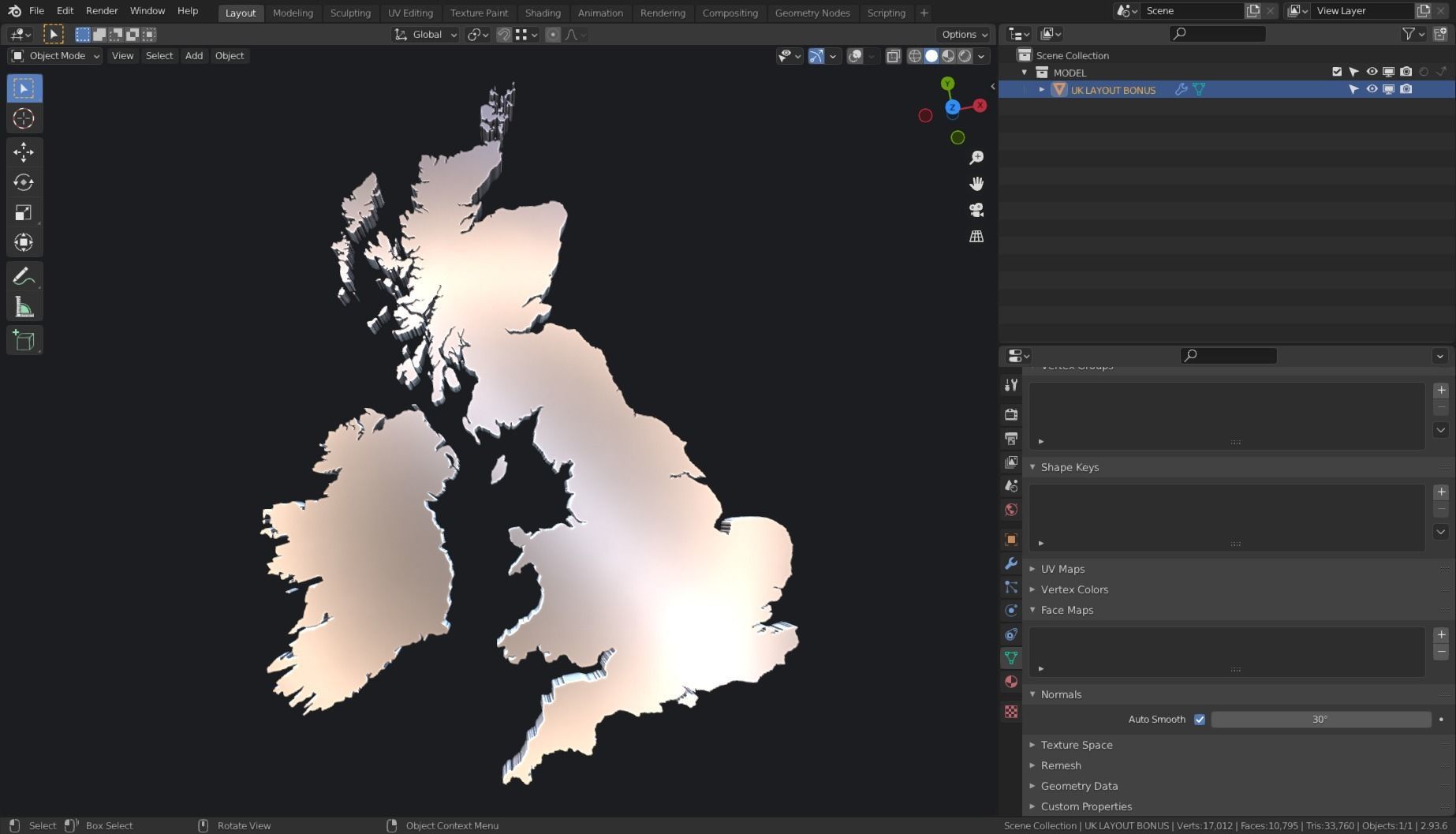 FREE UNITED KINGDOM LAYOUT plus IRELAND Free low-poly 3D model_7