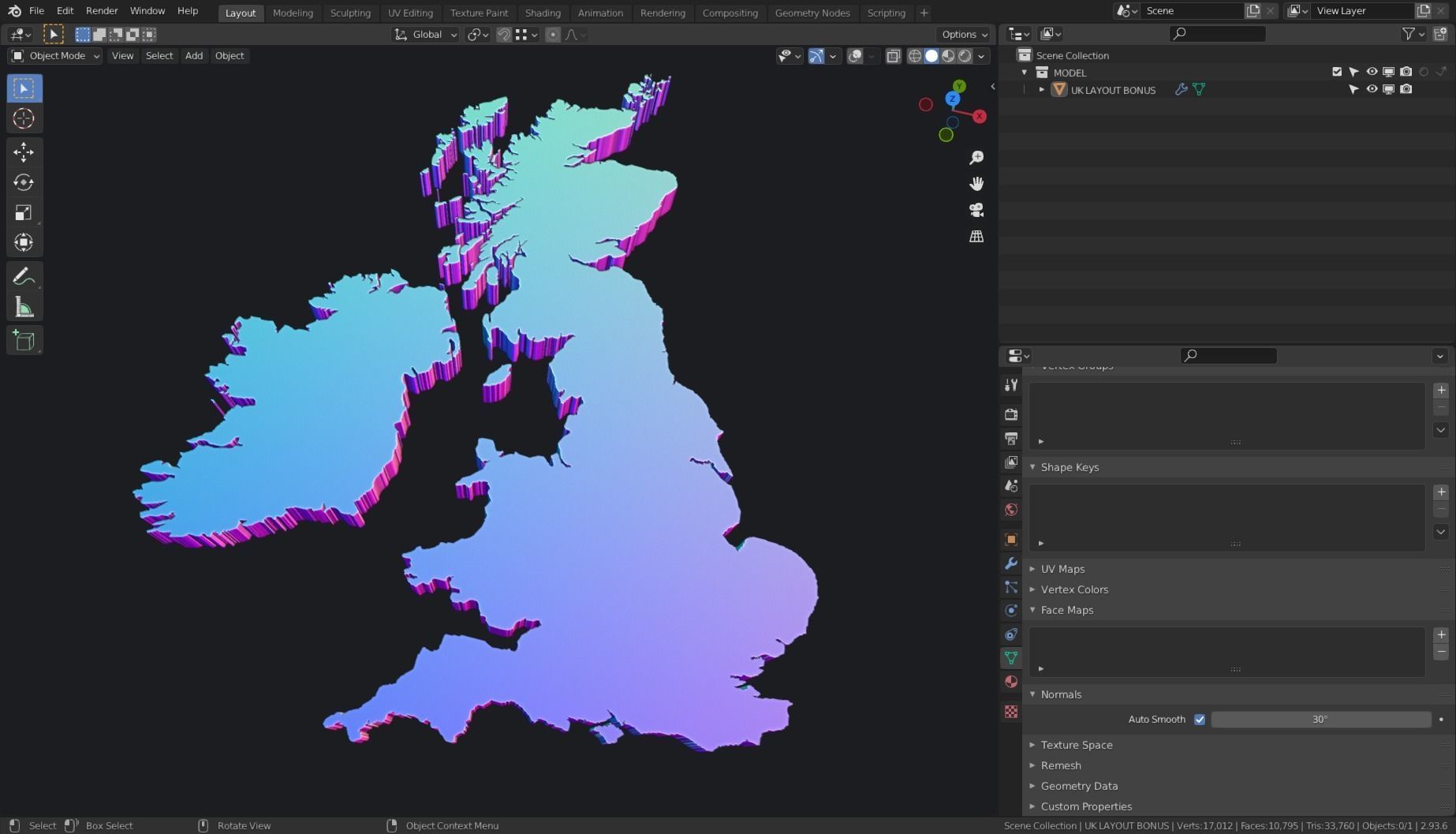 FREE UNITED KINGDOM LAYOUT plus IRELAND Free low-poly 3D model_6