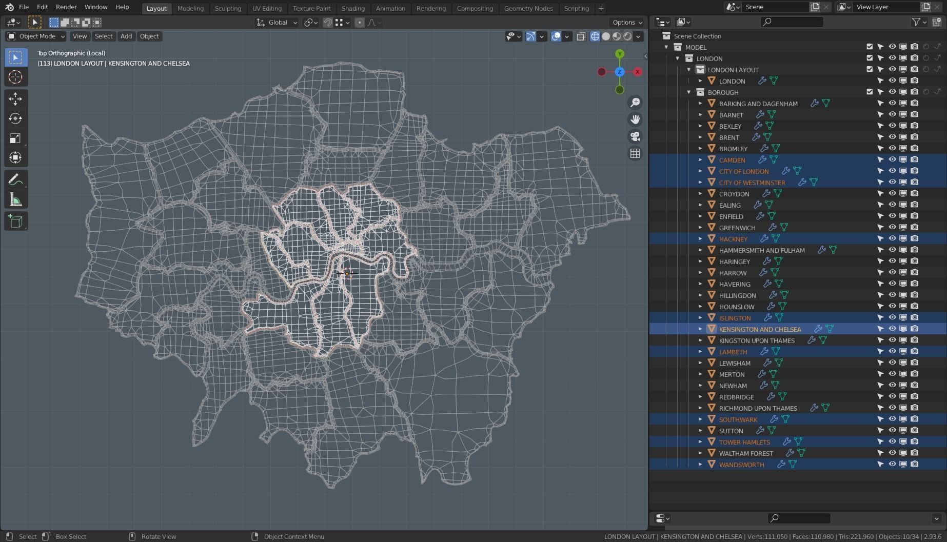 LONDON POLITICAL MAP LAYOUT Low-poly 3D model_31