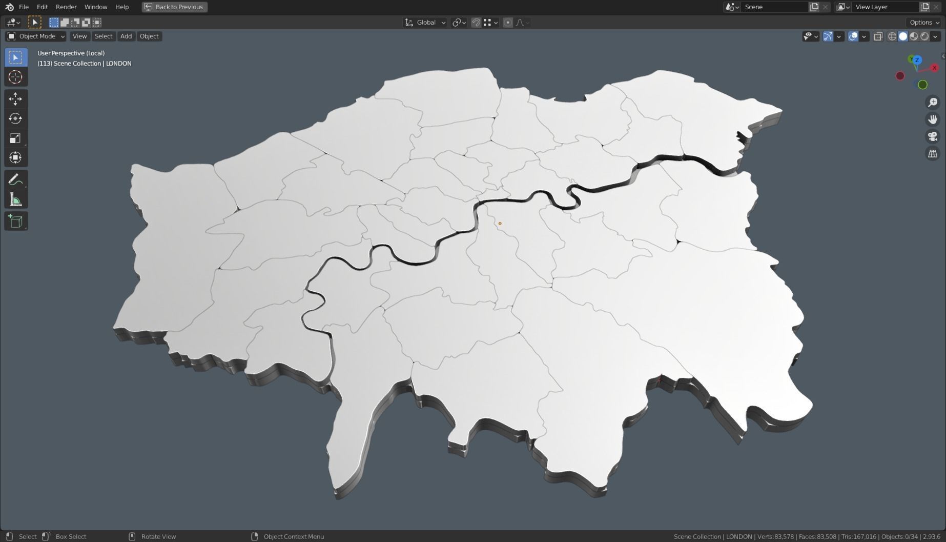 LONDON POLITICAL MAP LAYOUT Low-poly 3D model_22