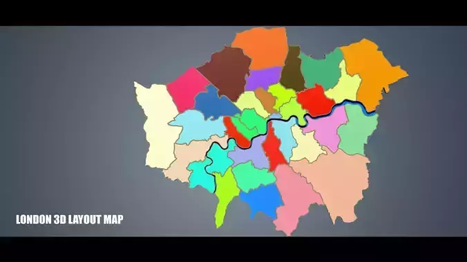 LONDON POLITICAL MAP LAYOUT Low-poly 3D model