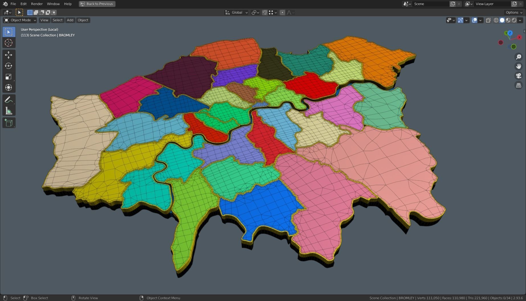 LONDON POLITICAL MAP LAYOUT Low-poly 3D model_6