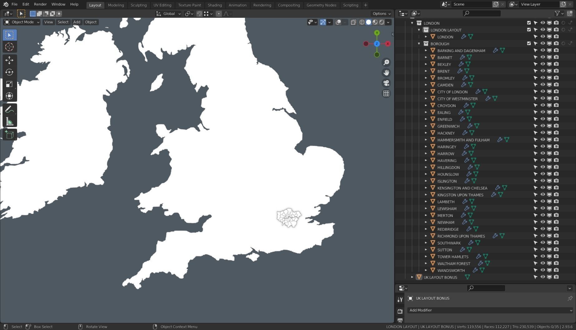 LONDON POLITICAL MAP LAYOUT Low-poly 3D model_15