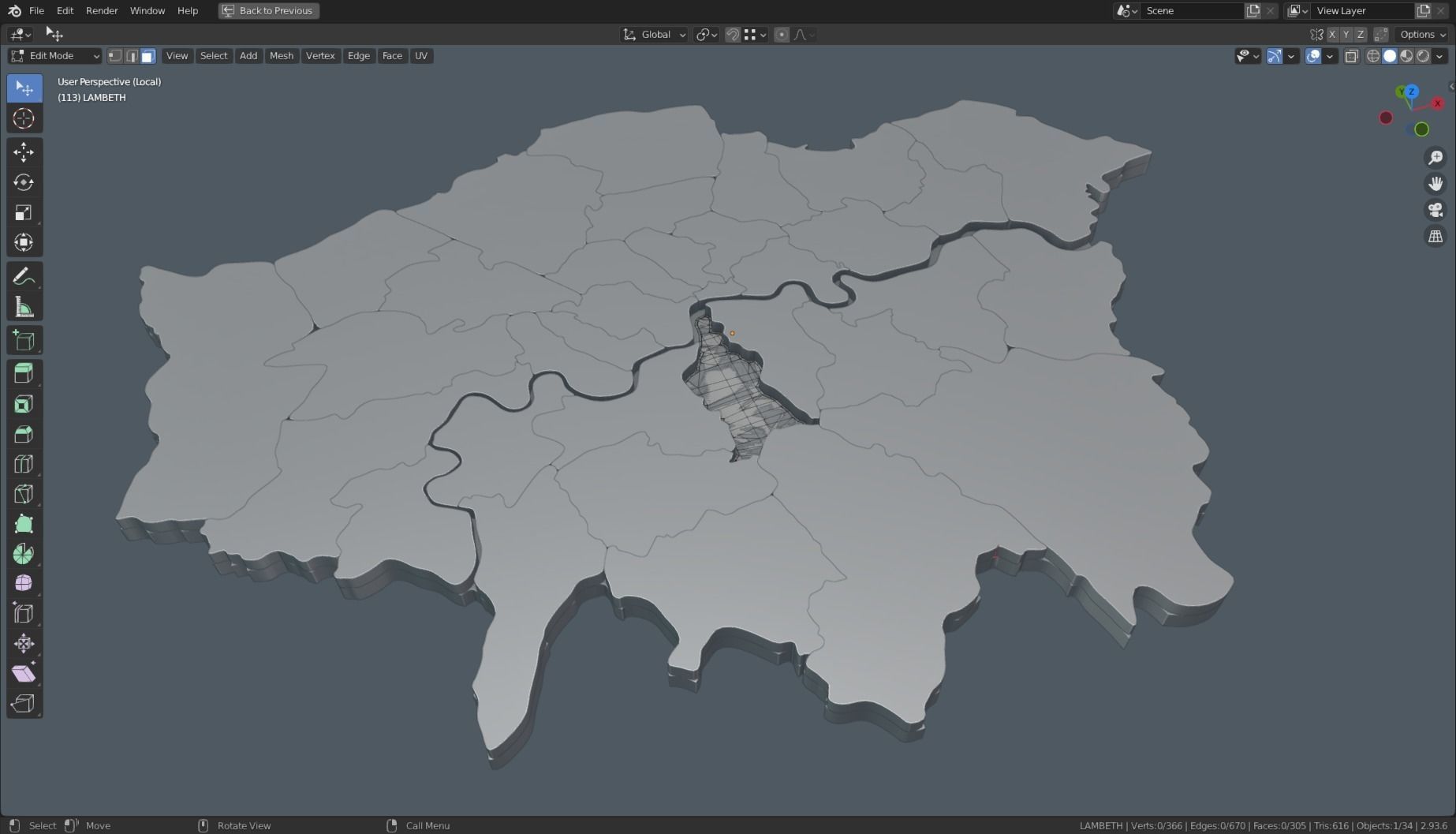 LONDON POLITICAL MAP LAYOUT Low-poly 3D model_13