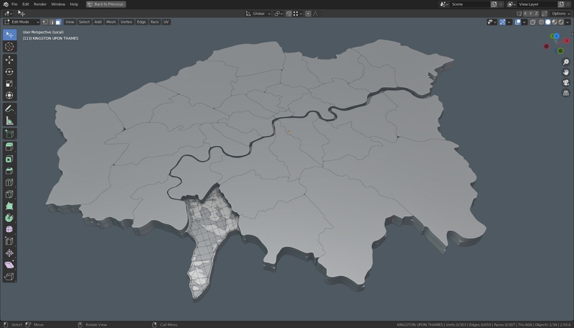 LONDON POLITICAL MAP LAYOUT Low-poly 3D model_10