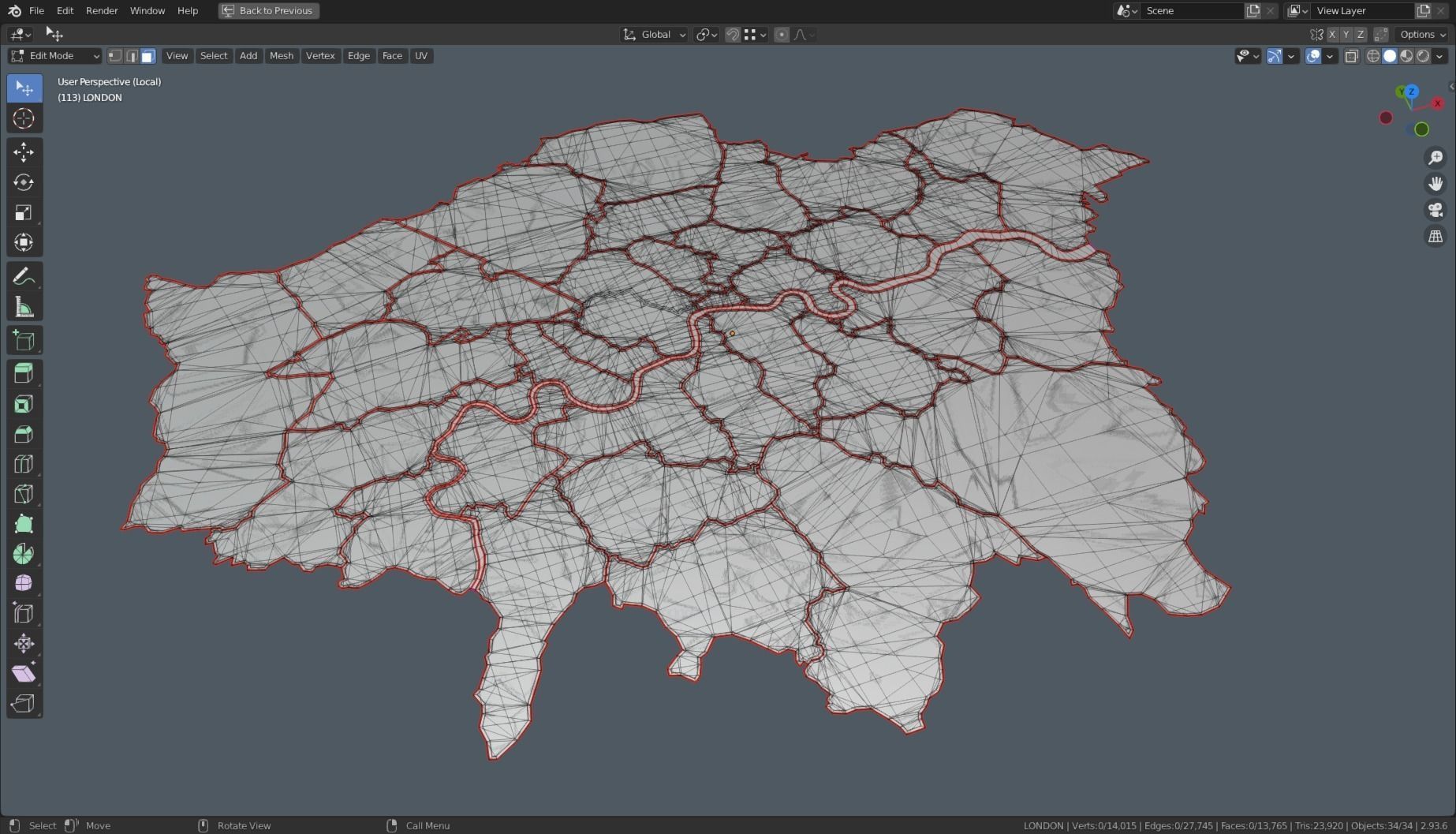 LONDON POLITICAL MAP LAYOUT Low-poly 3D model_3