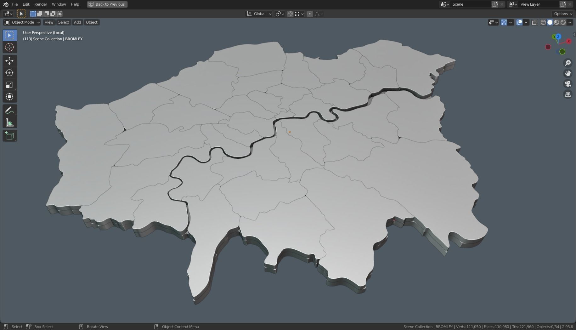 LONDON POLITICAL MAP LAYOUT Low-poly 3D model_19