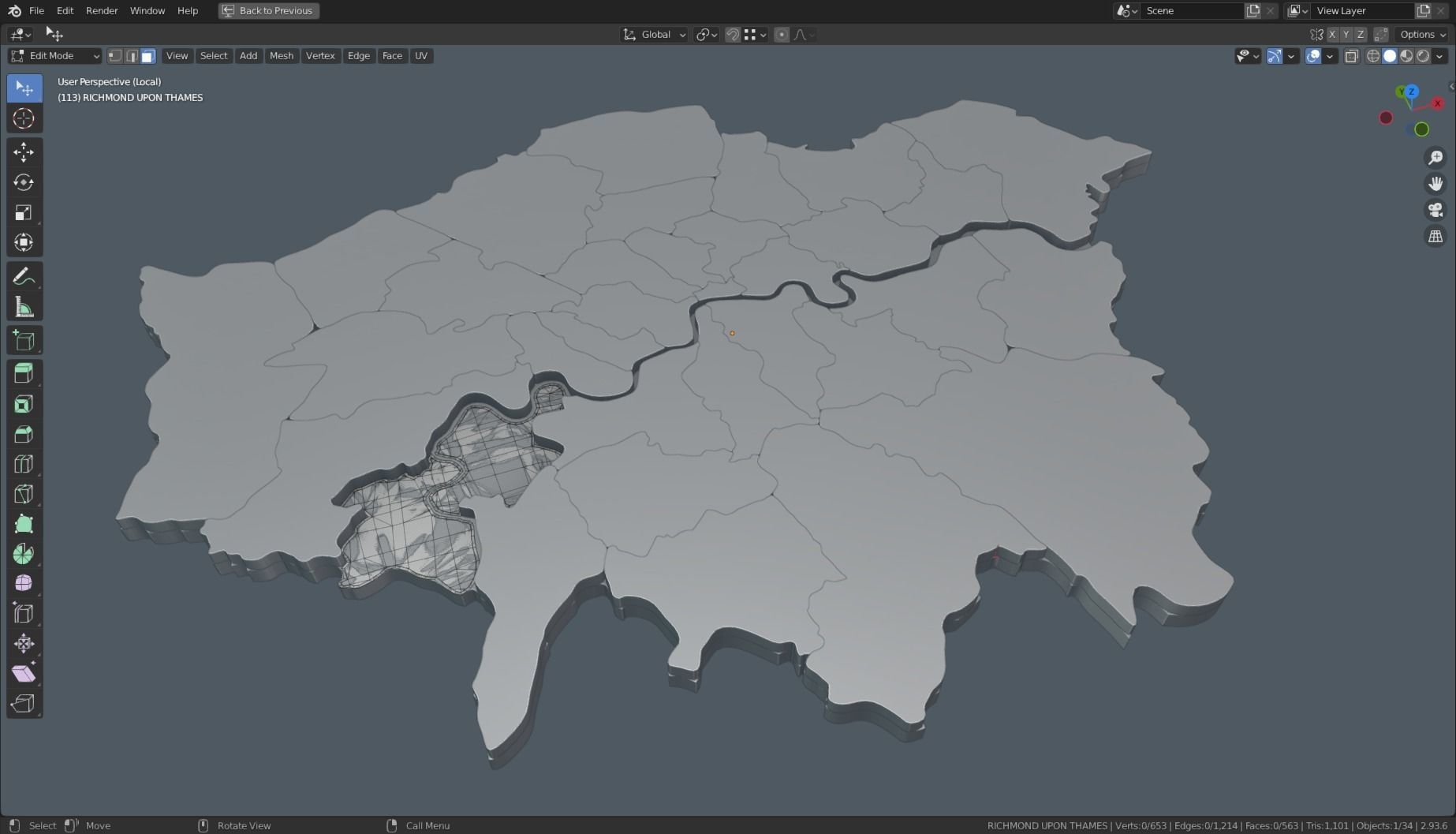 LONDON POLITICAL MAP LAYOUT Low-poly 3D model_11
