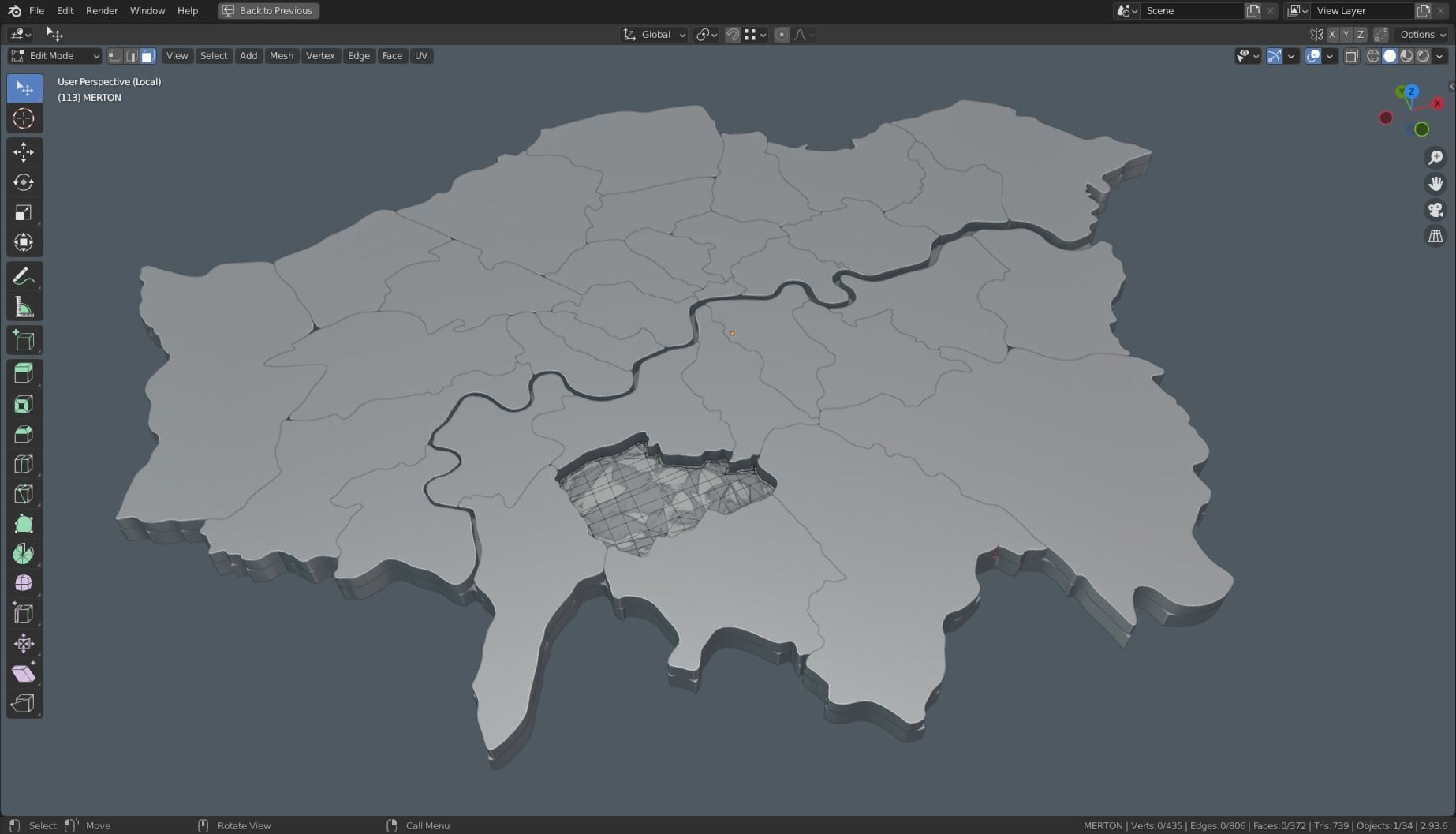 LONDON POLITICAL MAP LAYOUT Low-poly 3D model_9