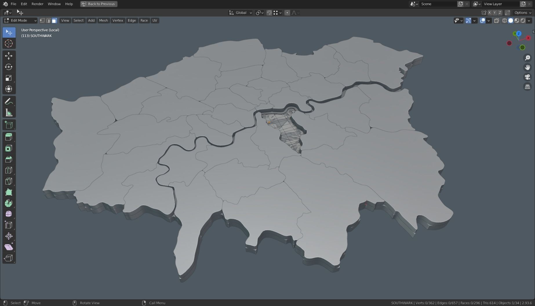 LONDON POLITICAL MAP LAYOUT Low-poly 3D model_14