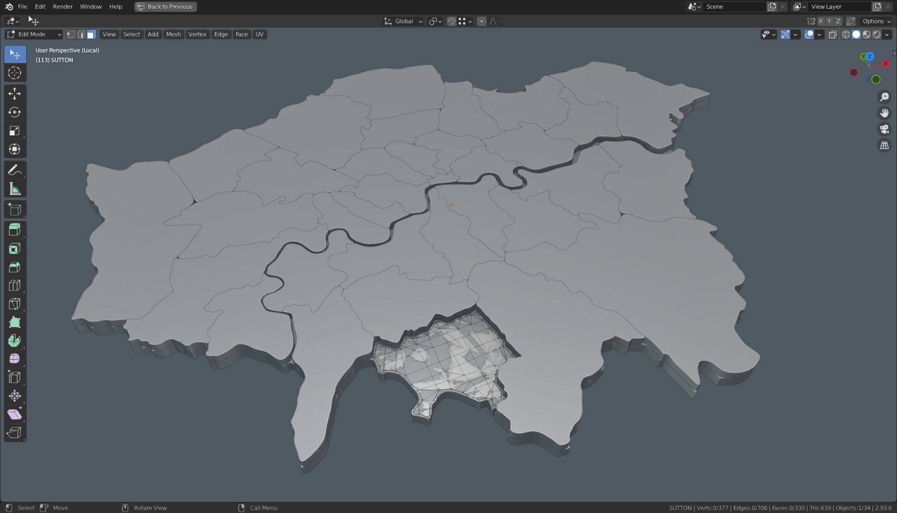 LONDON POLITICAL MAP LAYOUT Low-poly 3D model_8