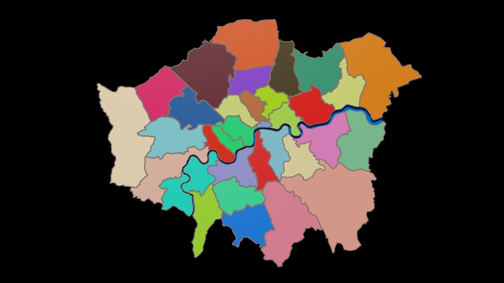LONDON POLITICAL MAP LAYOUT Low-poly 3D model_24