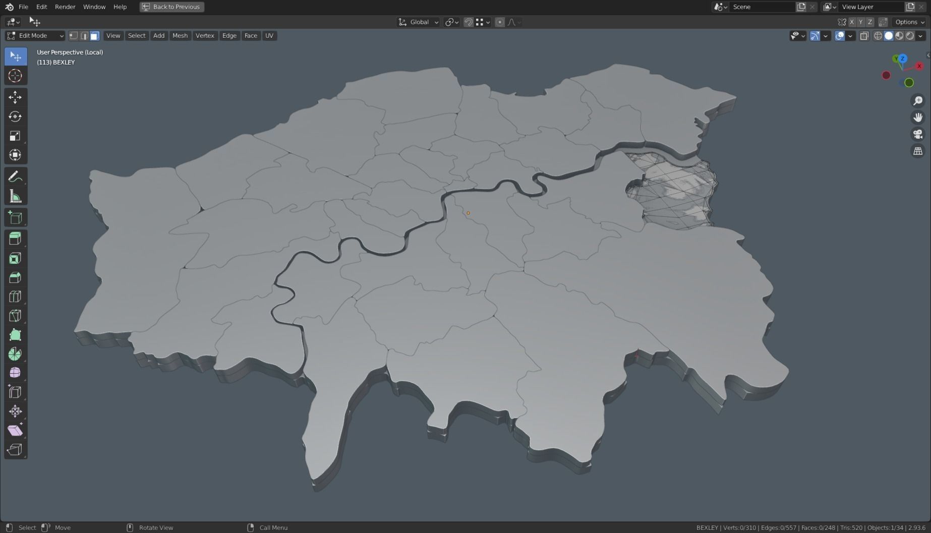 LONDON POLITICAL MAP LAYOUT Low-poly 3D model_26
