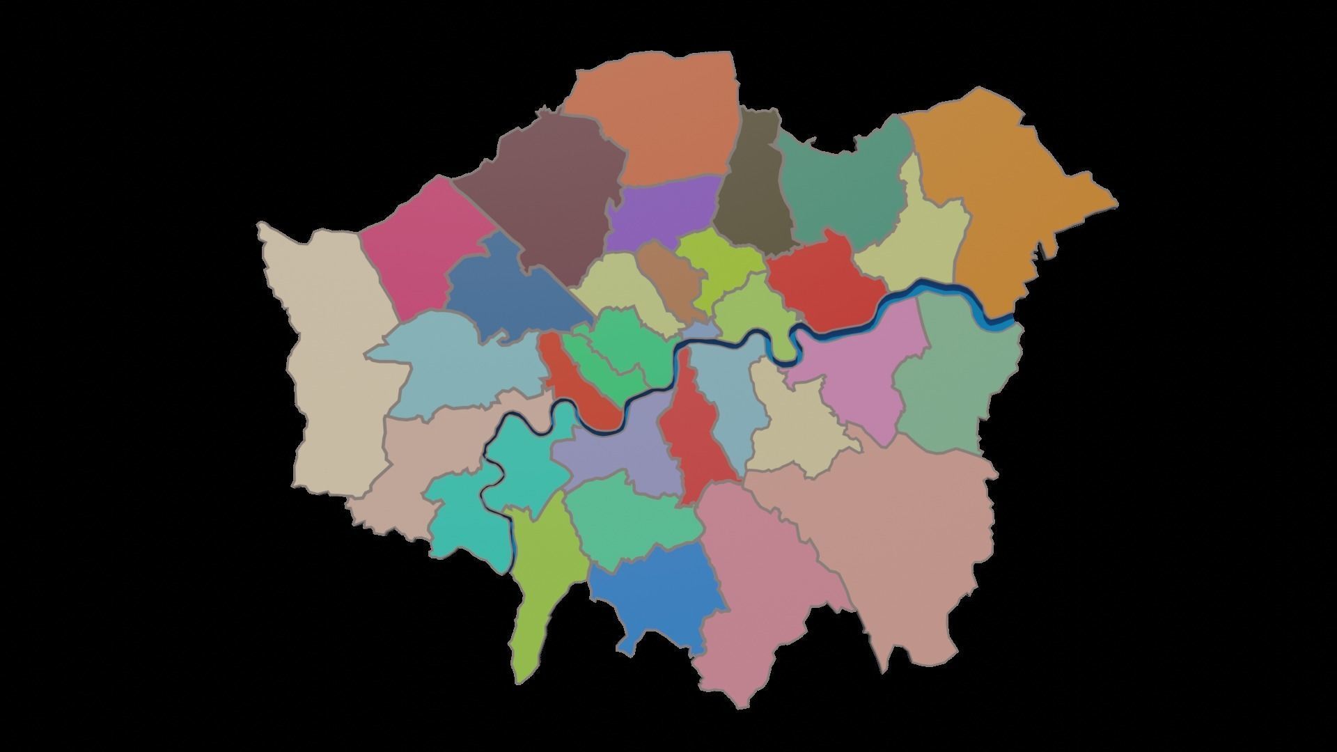 LONDON POLITICAL MAP LAYOUT Low-poly 3D model_25