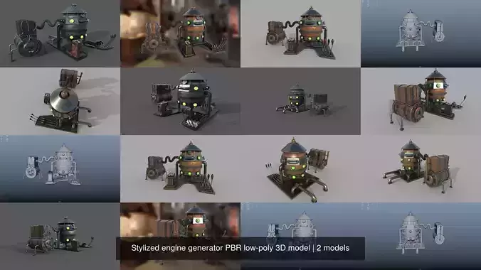 Stylized engine generator PBR low-poly 3D model 3D Model Collection