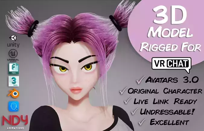 Zen Fully Rigged 3D model Low-poly 3D model Zen Fully Rigged 3D model Low-poly 3D model