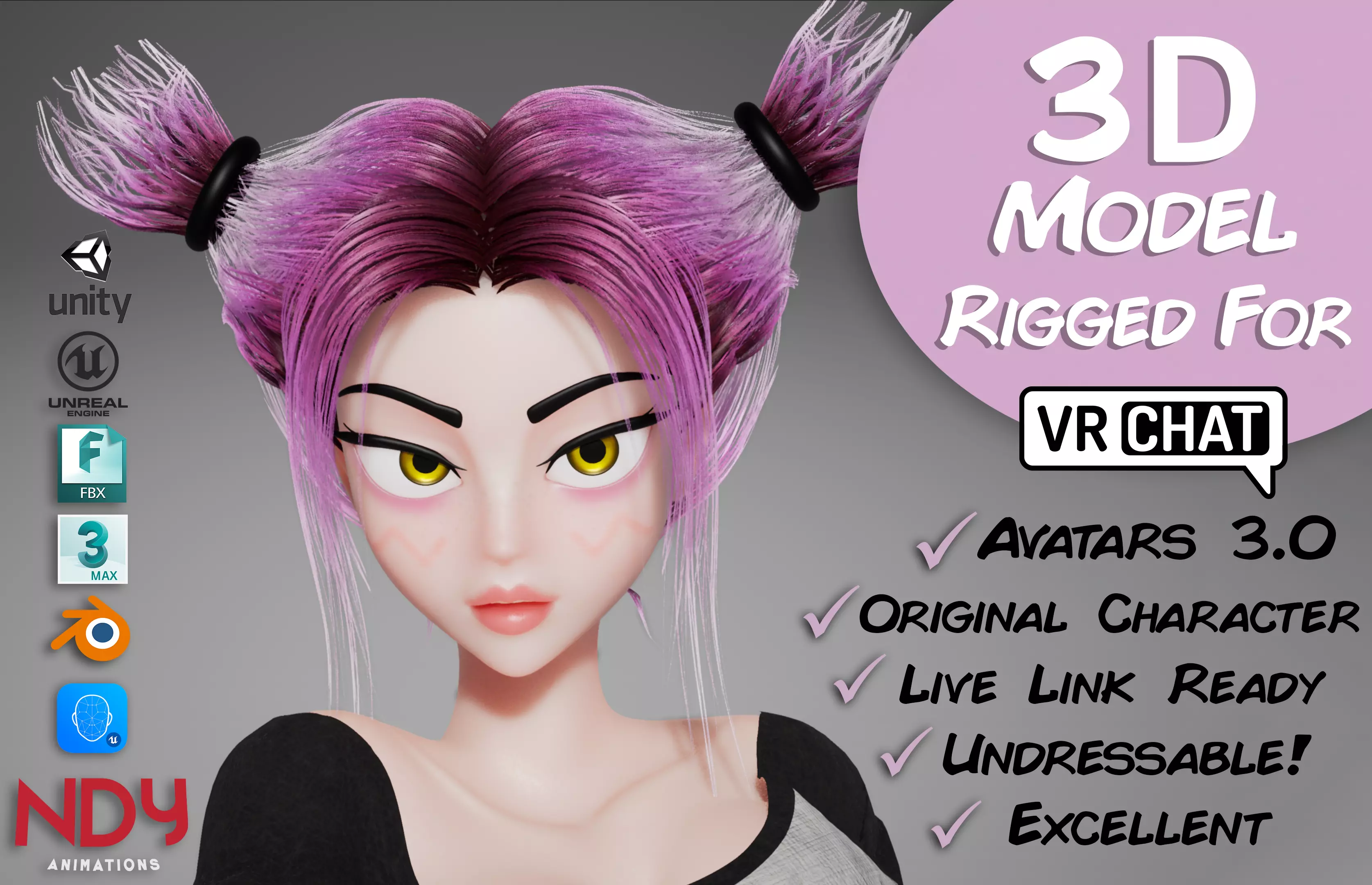 Zen Fully Rigged 3D model Low-poly 3D model_0