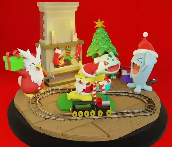 Pokemon pikachu Christmas diorama 3D print model