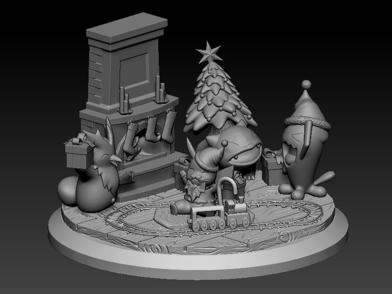 Pokemon pikachu Christmas diorama 3D print model_4