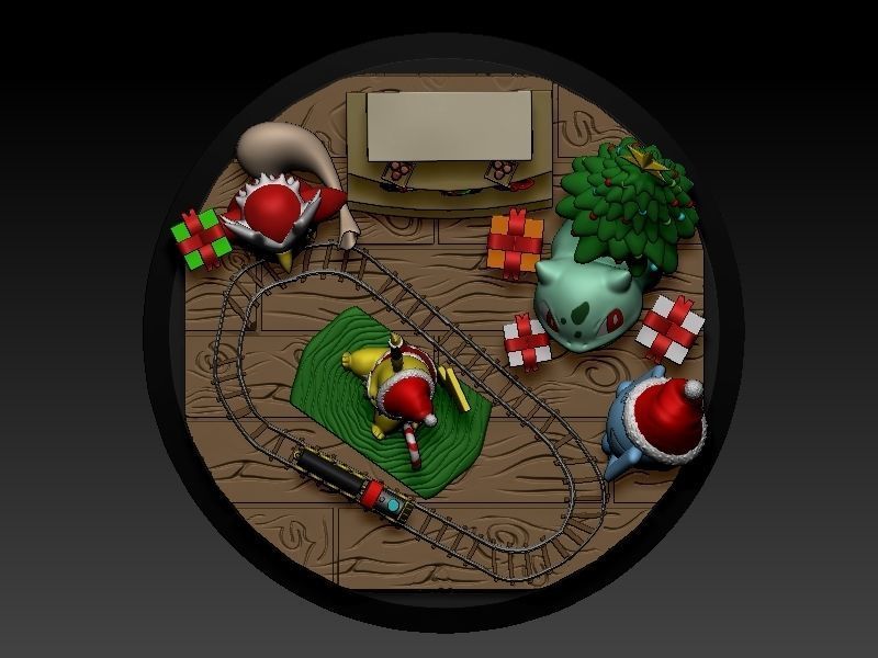 Pokemon pikachu Christmas diorama 3D print model_1