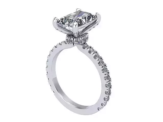 Radiant Cut Diamond Engagement Ring 3D print model