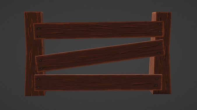Wooden Fence Low-poly 3D model