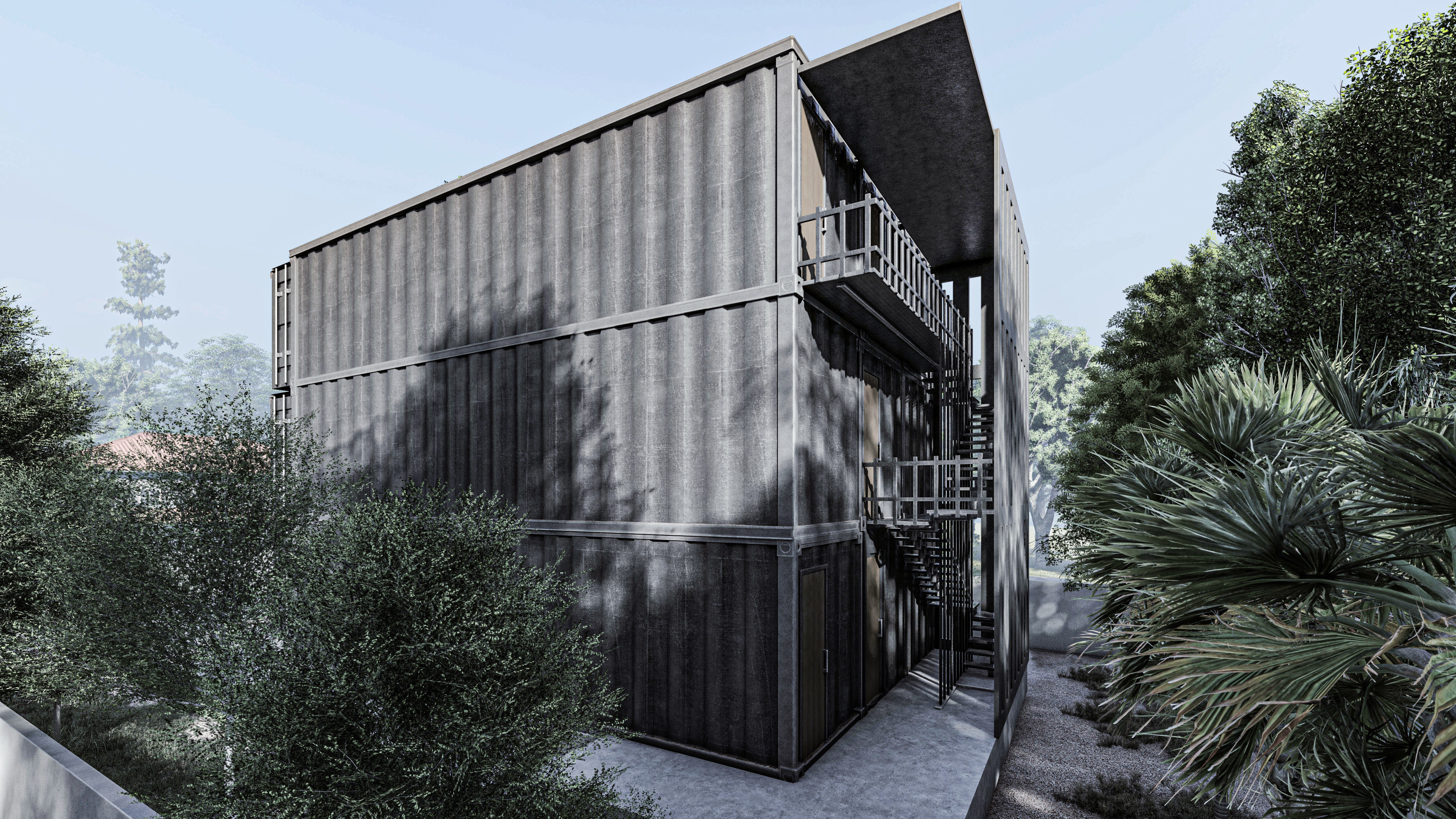 THREE STOREY CONTAINER HOUSE 3D model_3