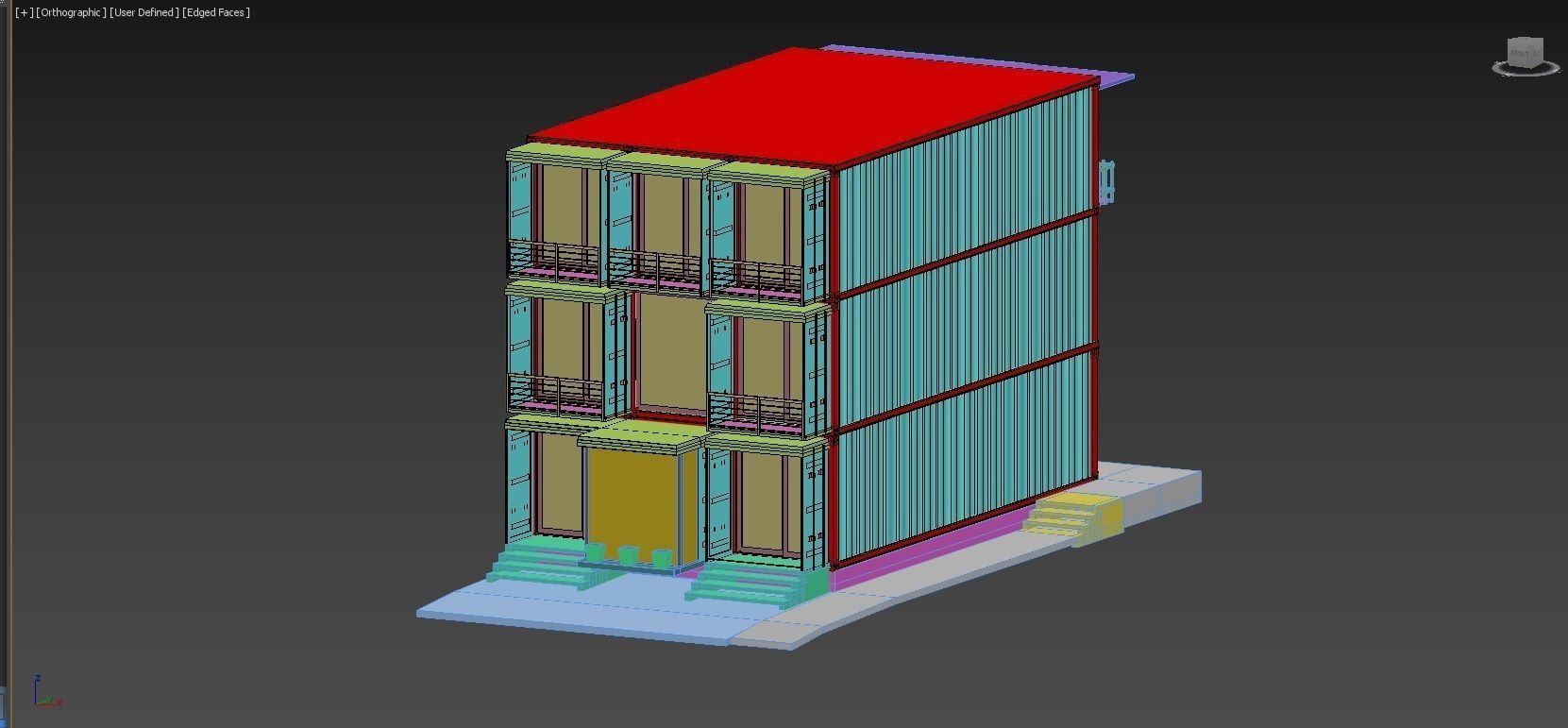 THREE STOREY CONTAINER HOUSE 3D model_7