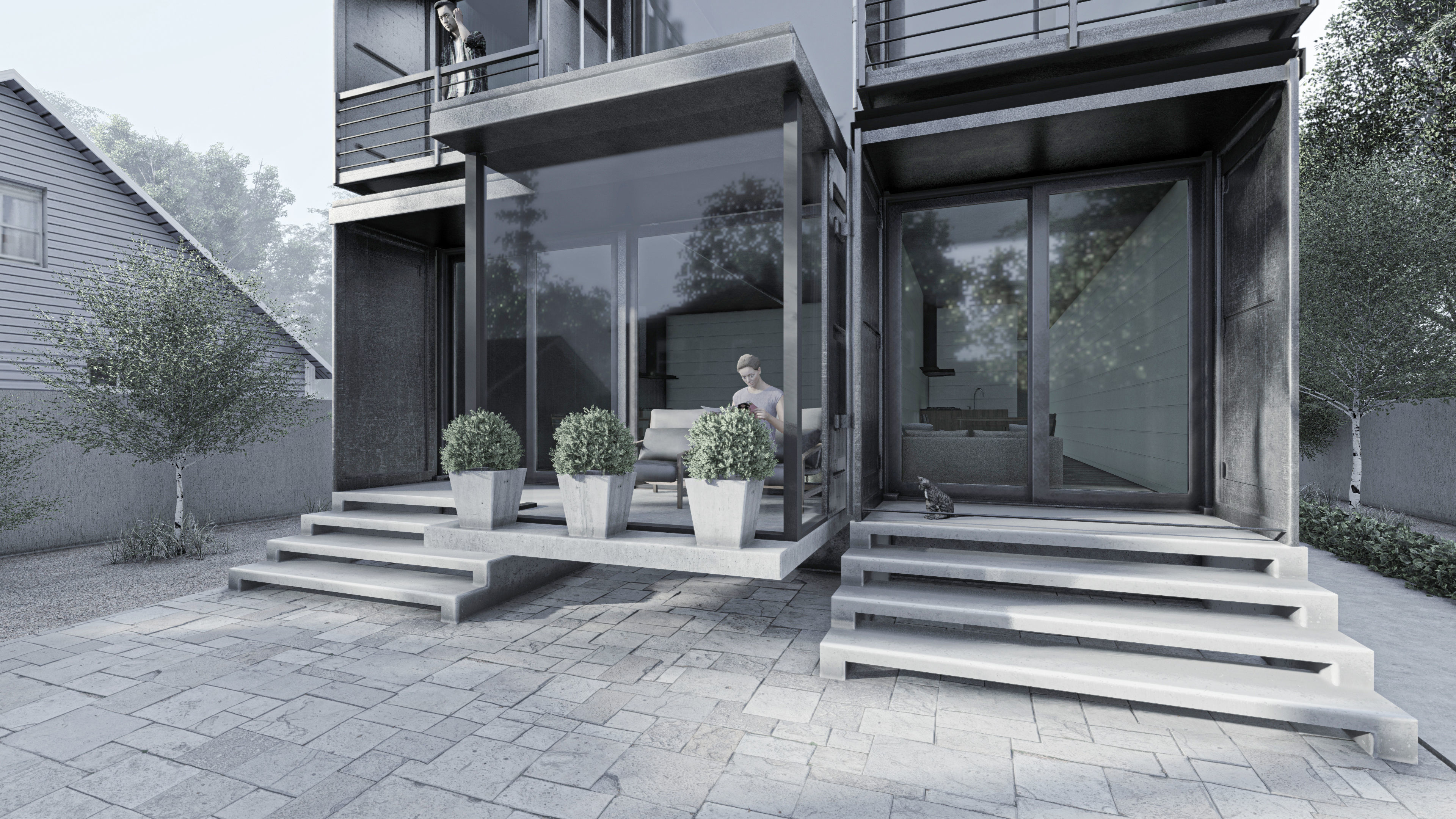 THREE STOREY CONTAINER HOUSE 3D model_4