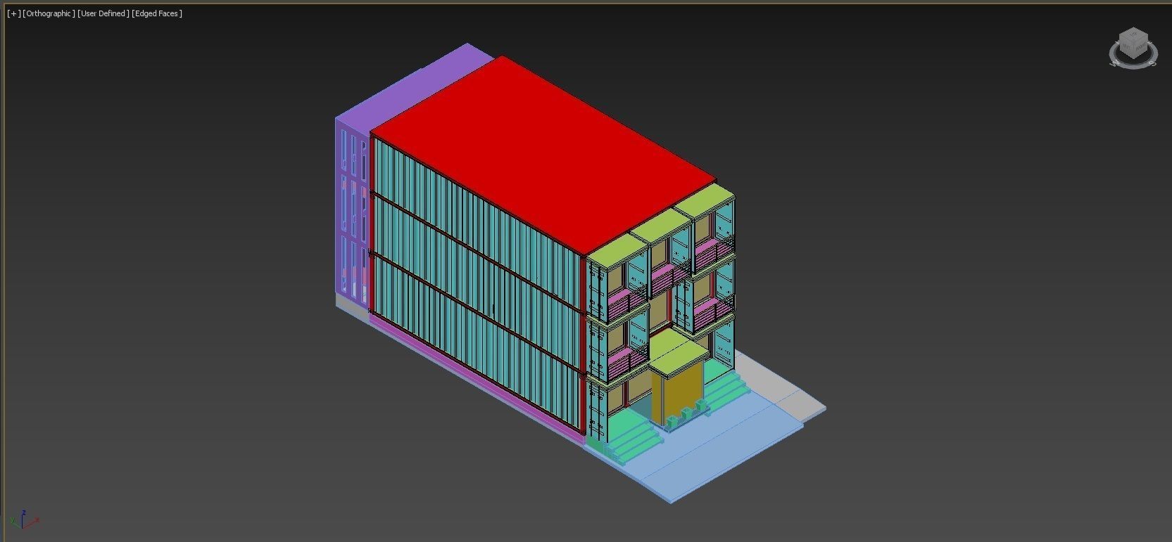 THREE STOREY CONTAINER HOUSE 3D model_6