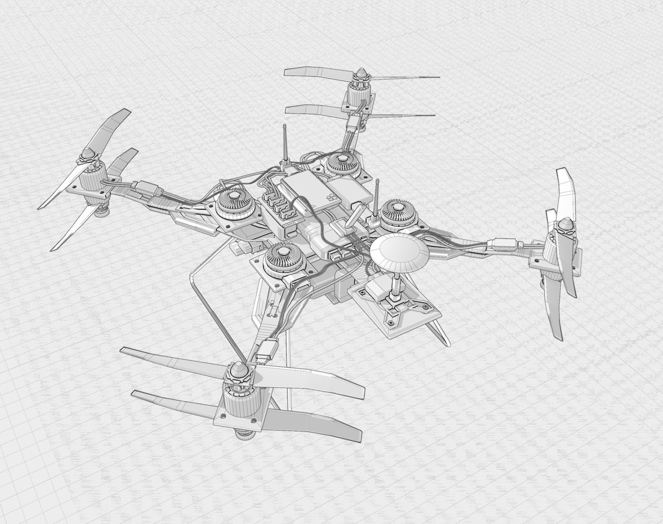 Long Range Drone Anatomy Design 3D model_4