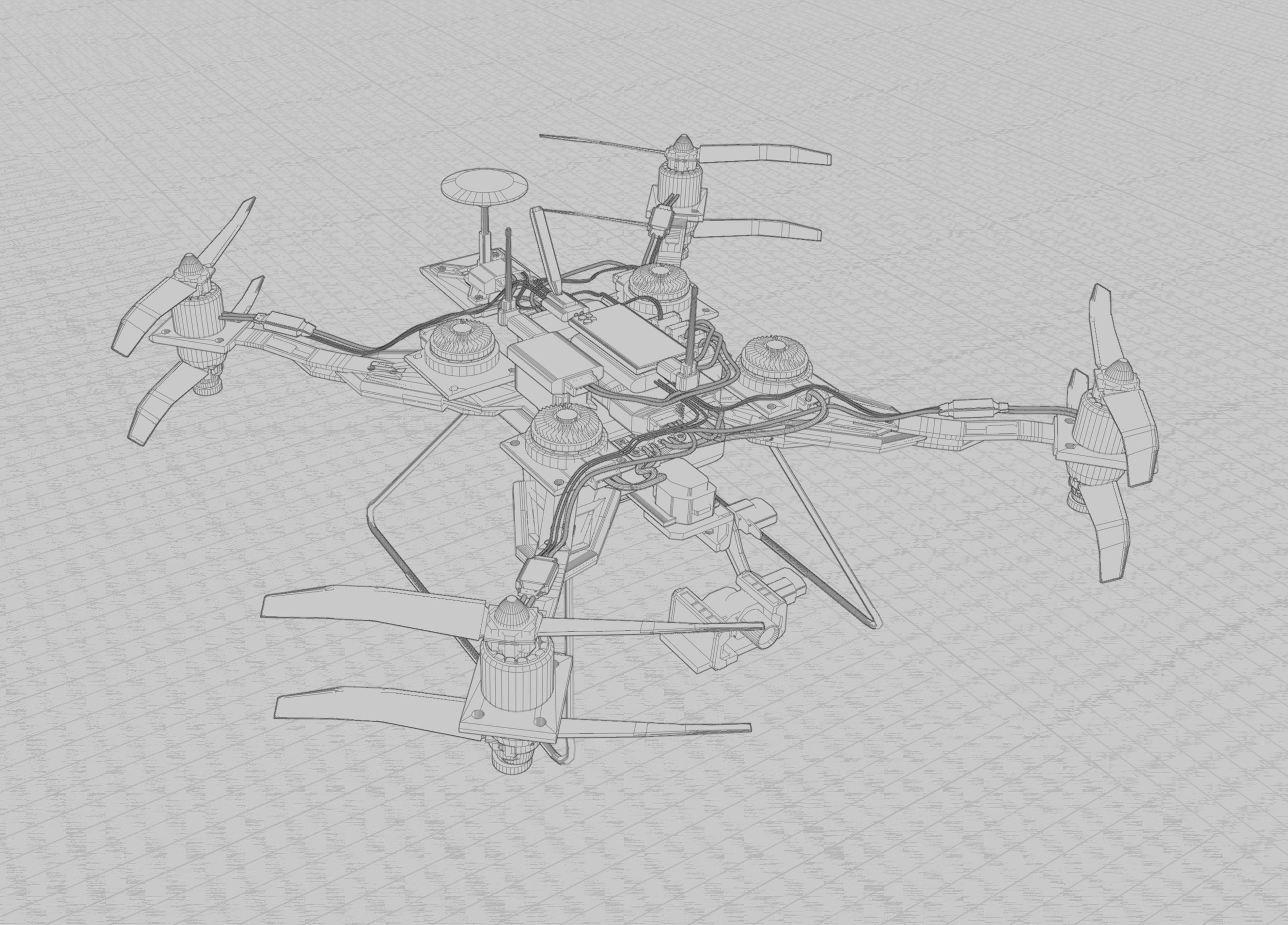 Long Range Drone Anatomy Design 3D model_2
