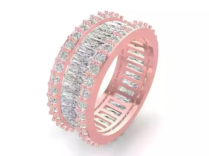 Luxury Baguette and Round Diamond Eternity Ring for Women 3025